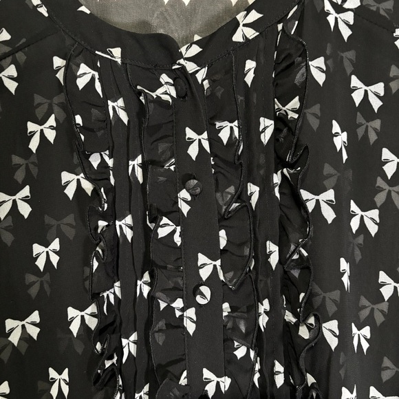 Torrid Sheer Top Women's Size 4X Bow Print Ruffles Smocking Sheer Cottage Core - Picture 7 of 15